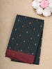 Black Butta Design Cotton Saree with Maroon Border