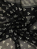 Black Butta Printed Design Chiffon Saree with Contrast White Pattern Border