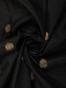 Black Butta Woven Design Pure Kanchipuram Silk Saree with Contrast Zari Border