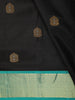 Black Butta Woven Design Pure Kanchipuram Silk Saree with Contrast Zari Border