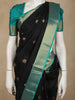 Black Butta Woven Design Pure Kanchipuram Silk Saree with Contrast Zari Border