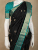 Black Butta Woven Design Pure Kanchipuram Silk Saree with Contrast Zari Border