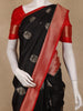 Black Butta Woven Design Semi Banarasi Silk Saree