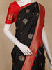 Black Butta Woven Design Semi Banarasi Silk Saree