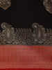 Black Butta Woven Design Semi Banarasi Silk Saree