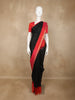 Black Butta Woven Design Soft Silk Saree with Contrast Red Zari Border