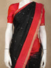 Black Butta Woven Design Soft Silk Saree with Contrast Red Zari Border