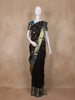 Black Butta Woven Kanchipuram Silk Saree With Blue Zari Border