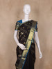Black Butta Woven Kanchipuram Silk Saree With Blue Zari Border