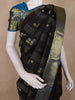 Black Butta Woven Kanchipuram Silk Saree With Blue Zari Border