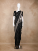 Black Butta Woven Raw Silk Saree with Floral Zari Border
