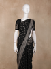 Black Butta Woven Raw Silk Saree with Floral Zari Border