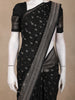 Black Butta Woven Raw Silk Saree with Floral Zari Border