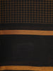 Black Checks Design Cotton Saree with Contrast Mustard Woven Border