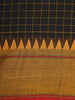 Black Checks Design Cotton Saree with Red Temple Border