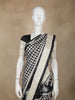 Black Checks Semi Tussar Saree With Designer Border