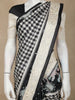 Black Checks Semi Tussar Saree With Designer Border