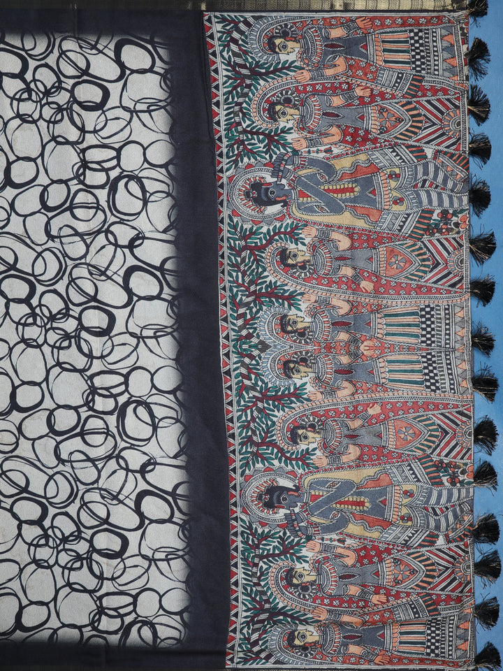 Black Abstract Printed Chiffon Saree - Diadem