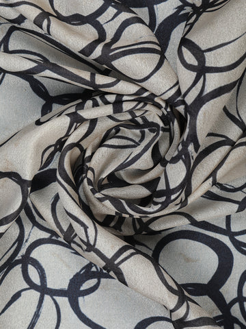 Black Abstract Printed Chiffon Saree - Diadem