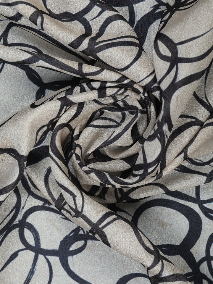 Black Abstract Printed Chiffon Saree - Diadem