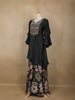 Black Embellished Design Crepe Palazzo Salwar Suit