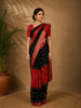 Black Floral And Striped Design Semi Tussar Saree