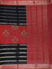 Black Floral And Striped Design Semi Tussar Saree