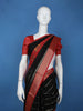Black Floral And Striped Design Semi Tussar Saree