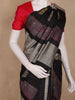Black Floral And Stripes Woven Kanchipuram Silk Saree