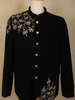 Black Floral Beads Embroidered Design Polynosic Men's Suit