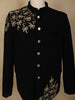 Black Floral Beads Embroidered Design Polynosic Men's Suit