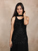 Black Floral Beads Embroidered Georgette Palazzo Suit with Dupatta