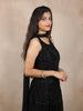 Black Floral Beads Embroidered Georgette Palazzo Suit with Dupatta