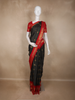 Black Floral Butta Design Art Silk Fancy Wear Saree with Contrast Border