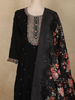 Black Floral Butta Design Georgette Straight Cut Salwar Suit with Dupatta