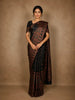 Black Floral Butta Design Tussar Saree with Contrast Border