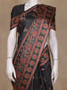 Black Floral Butta Design Tussar Saree with Contrast Border