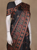 Black Floral Butta Design Tussar Saree with Contrast Border
