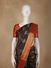 Black Floral Butta Woven Silk Saree With Contrast Border