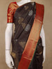 Black Floral Butta Woven Silk Saree With Contrast Border