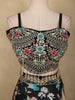 Black Floral Design Chiffon Lehenga