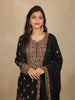 Black Floral Design Georgette Palazzo Suit