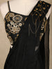 Black Floral Design Georgette Ready To Wear Saree with Designer Blouse