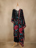 Black Floral Design Organza Straight Cut Salwar Suit