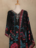 Black Floral Design Organza Straight Cut Salwar Suit