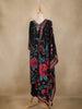 Black Floral Design Organza Straight Cut Salwar Suit