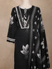 Black Floral Printed Cotton Salwar Suit