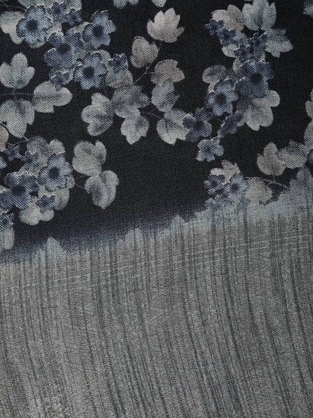 Black Floral Design Raw Silk Saree - Diadem