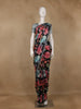 Black Floral Design Satin Saree - Diadem
