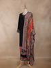 Black Floral Design Synthetic Straight Cut Salwar Suit